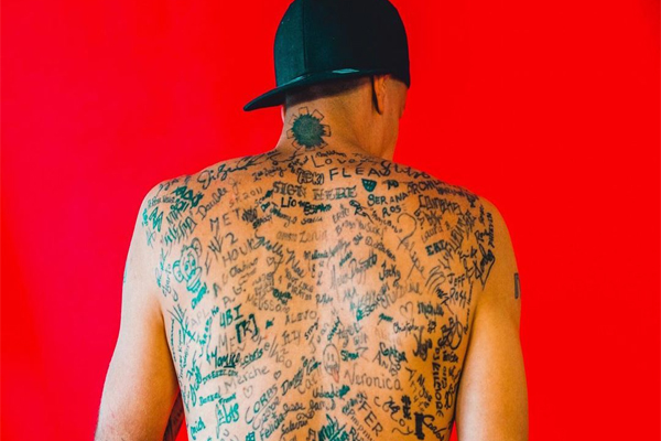 Instagram Star Got His Back Inked with 225 Autographs - Tamed Flame
